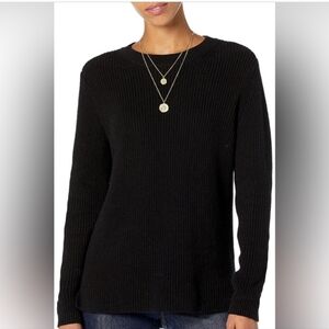 Goodthreads Women's Cotton Half-Cardigan Long Sleeve Sweater Black Size XXXL